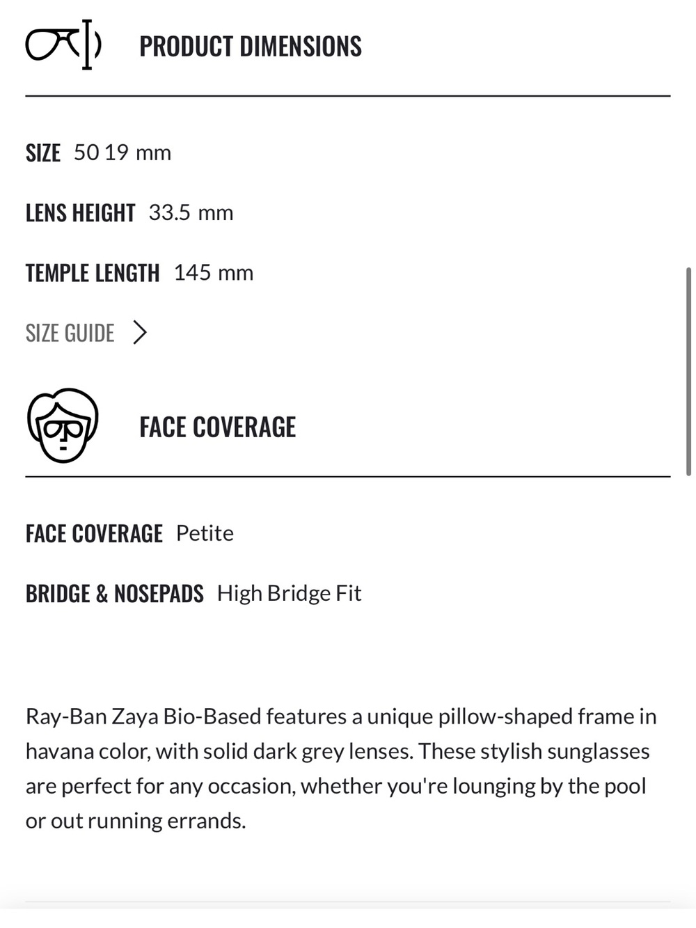 Ray-Ban Zaya Bio-Based Sunglasses - Frame: Polished Havana, Lenses: Dark Grey - Picture 9 of 9